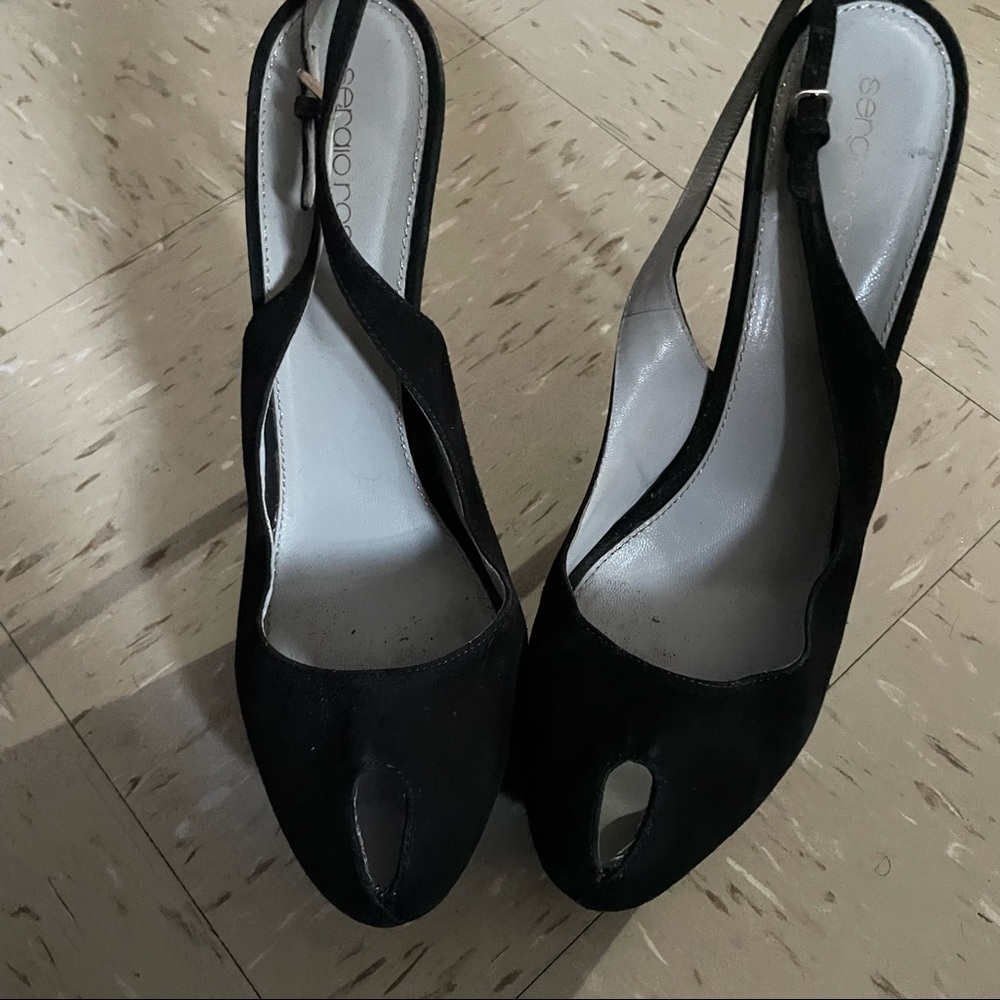 Sergio Rossi 5in stilettos peep toe heels